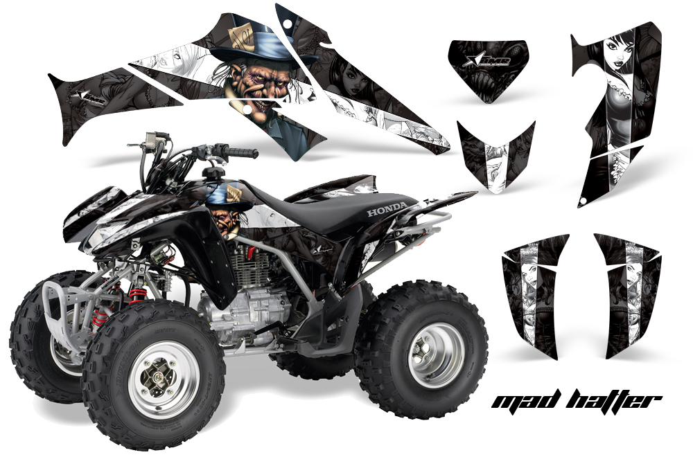 Honda TRX250 05-09 Graphics MadHatter Black Whitestripe JPG